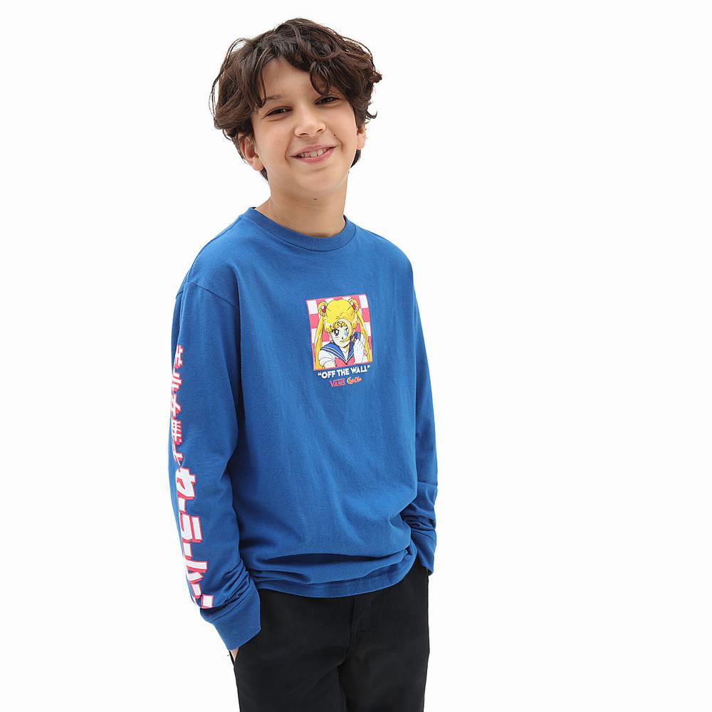 Camiseta Vans X Pretty Guardian Sailor Moon Estampadas Long Sleeve (8-14 years) Niños Azules | AJP956138