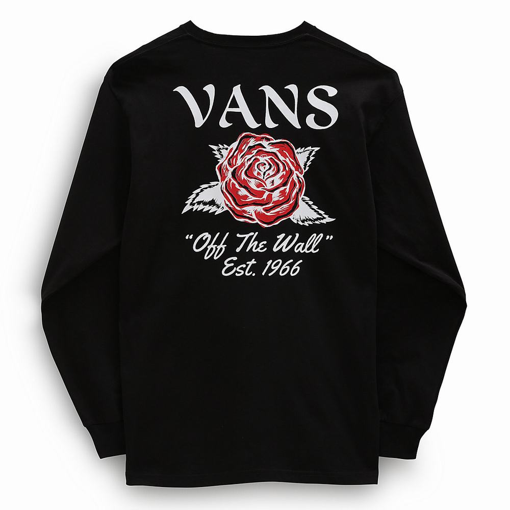 Camiseta Vans tattoo Rose Long Sleeve Hombre Negras | KCX078321