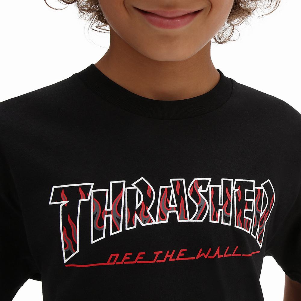 Camiseta Vans x Thrasher OTW Logo (8-14 years) Niños Negras | FQW261980