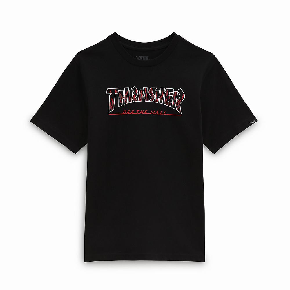 Camiseta Vans x Thrasher OTW Logo (8-14 years) Niños Negras | FQW261980