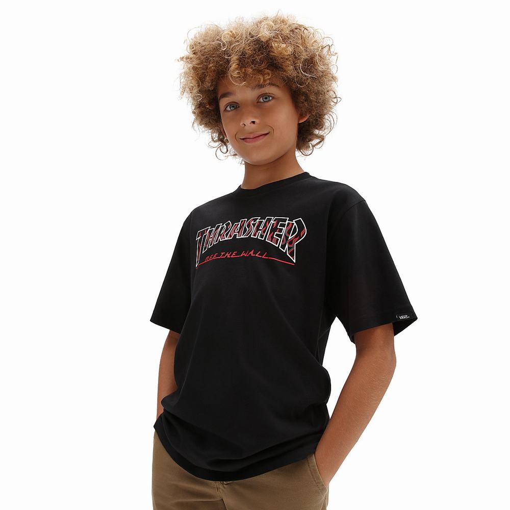 Camiseta Vans x Thrasher OTW Logo (8-14 years) Niños Negras | FQW261980