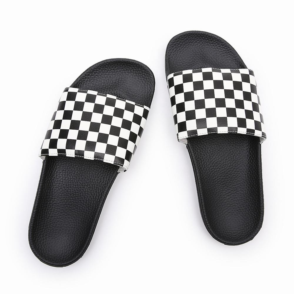 Chanclas Vans Checkerboard Hombre Negras/Blancas | JDV087124