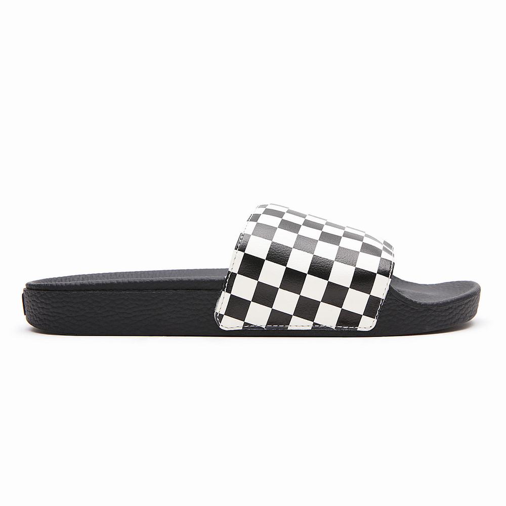 Chanclas Vans Checkerboard Hombre Negras/Blancas | JDV087124