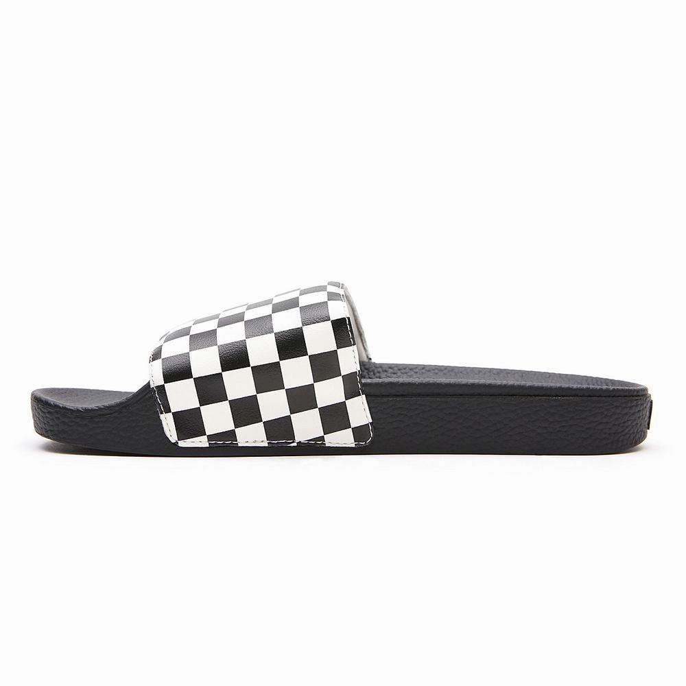 Chanclas Vans Checkerboard Hombre Negras/Blancas | JDV087124