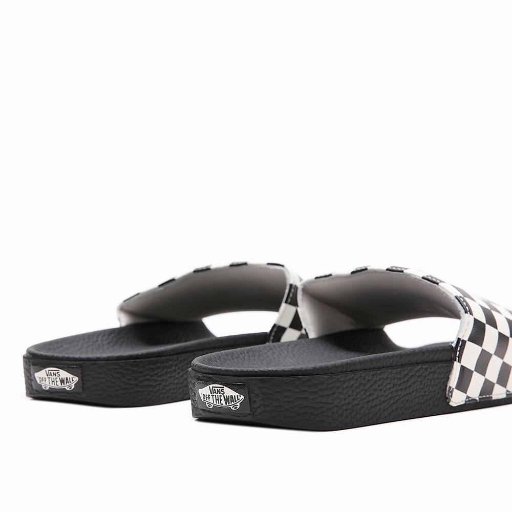 Chanclas Vans Checkerboard Hombre Negras/Blancas | JDV087124