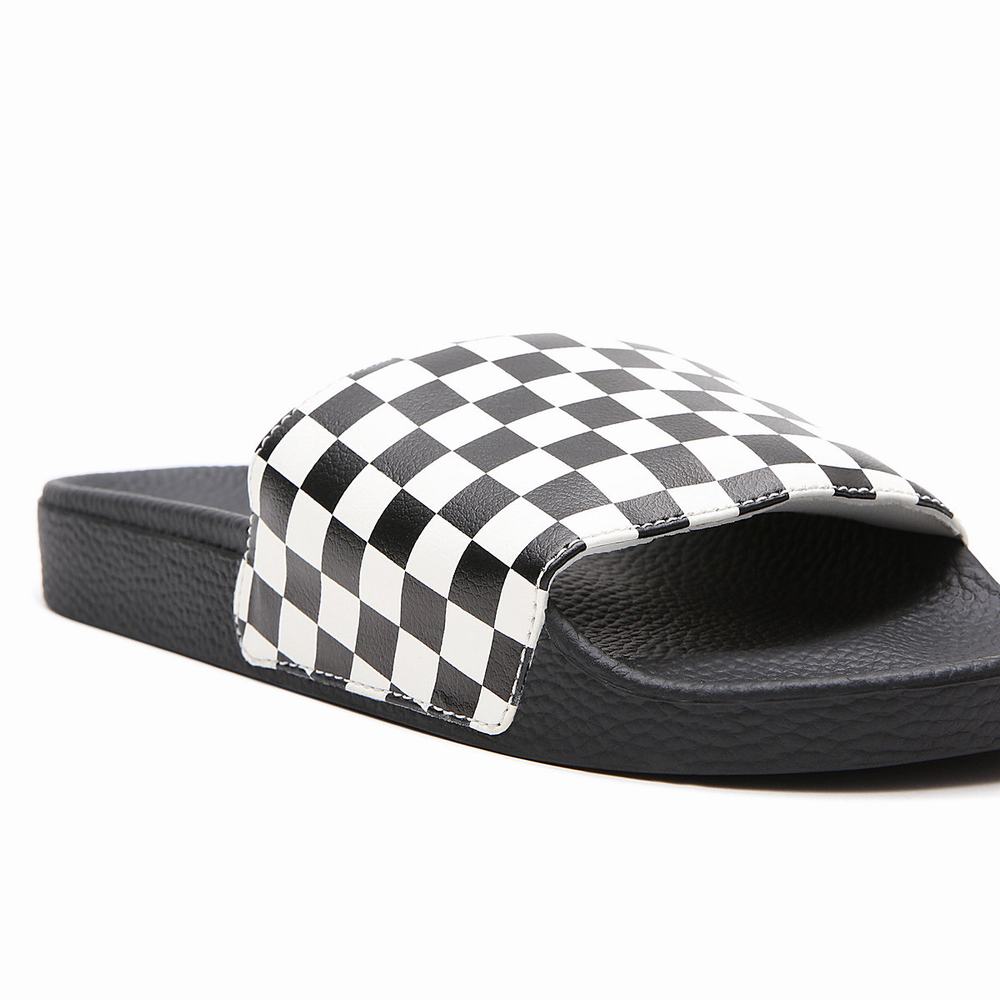 Chanclas Vans Checkerboard Hombre Negras/Blancas | JDV087124