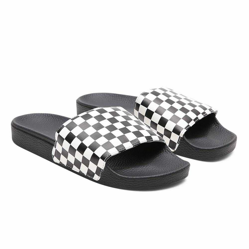 Chanclas Vans Checkerboard Hombre Negras/Blancas | JDV087124