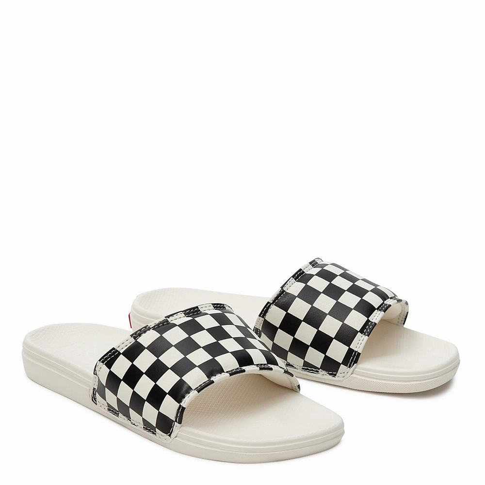 Chanclas Vans Checkerboard La Costa Mujer Negras/Blancas | AKX698051