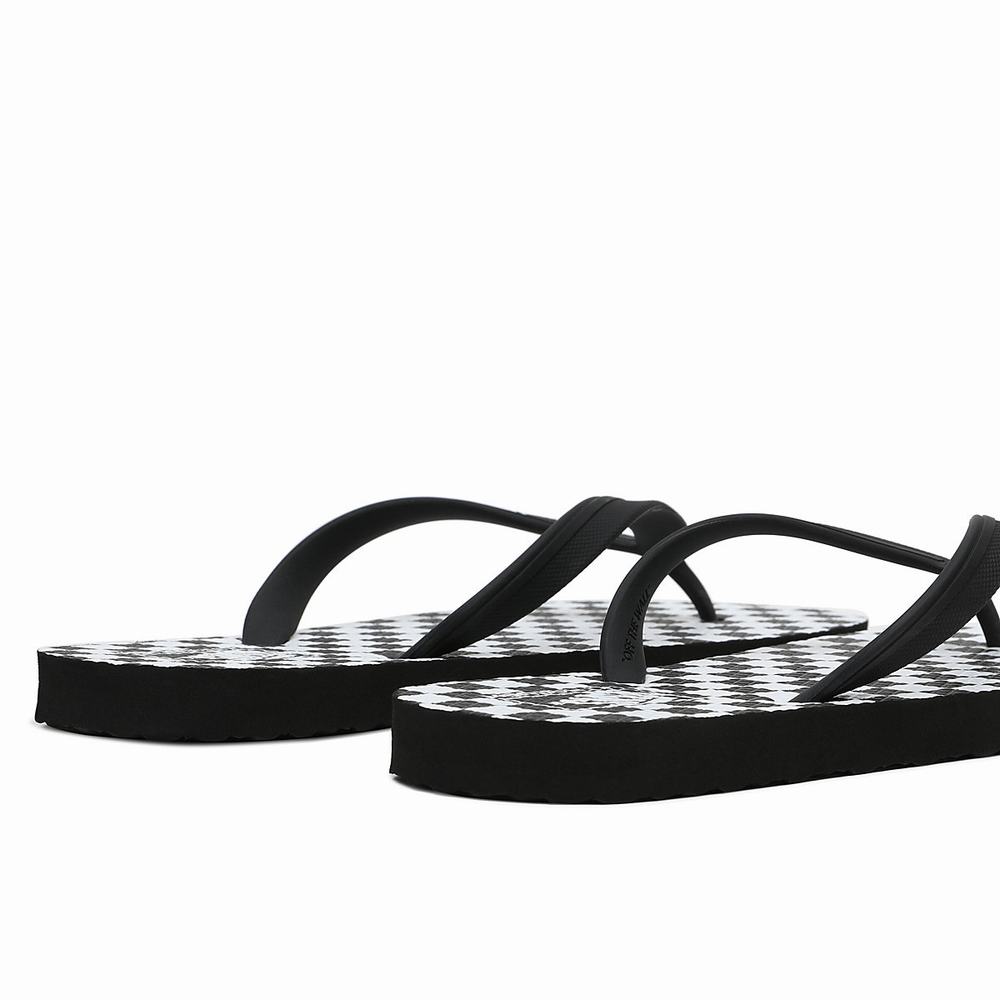 Chanclas Vans Checkerboard Makena Hombre Negras/Blancas | WUG287193