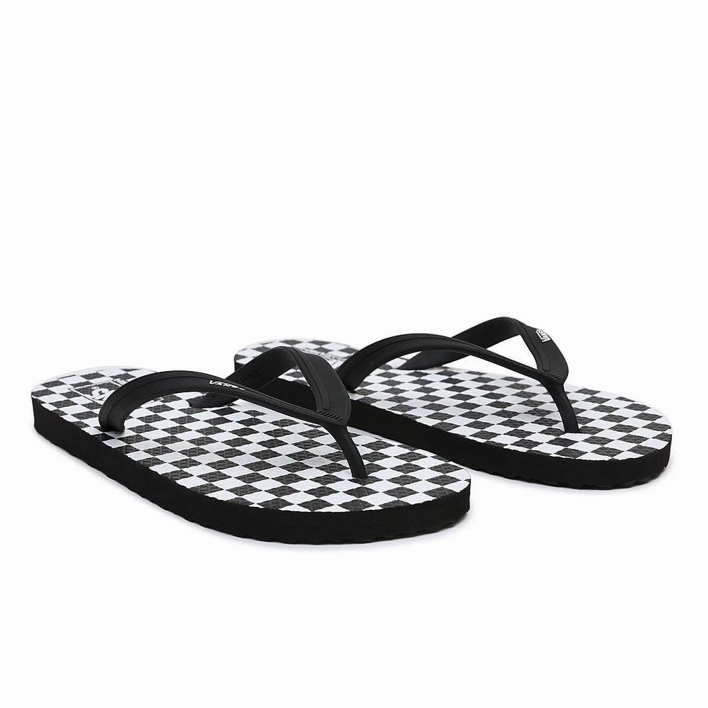 Chanclas Vans Checkerboard Makena Hombre Negras/Blancas | WUG287193