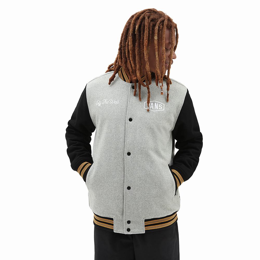 Chaquetas Vans Checkerboard Research Varsity Hombre Negras/Blancas | RST429137