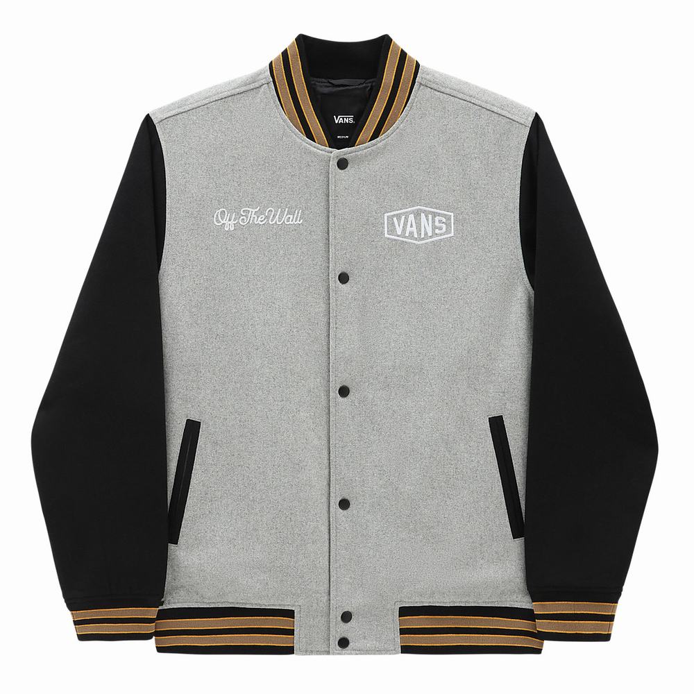 Chaquetas Vans Checkerboard Research Varsity Hombre Negras/Blancas | RST429137