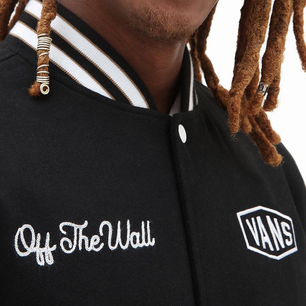 Chaquetas Vans Checkerboard Research Varsity Hombre Negras | YMT132780