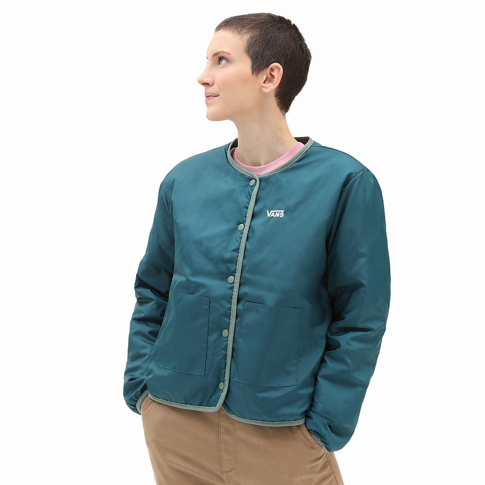 Chaquetas Vans Forces Corta Reversible Liner Mujer Verde | DEY432618