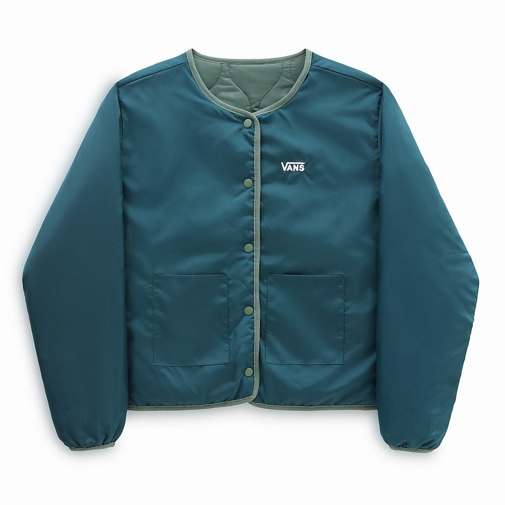 Chaquetas Vans Forces Corta Reversible Liner Mujer Verde | DEY432618