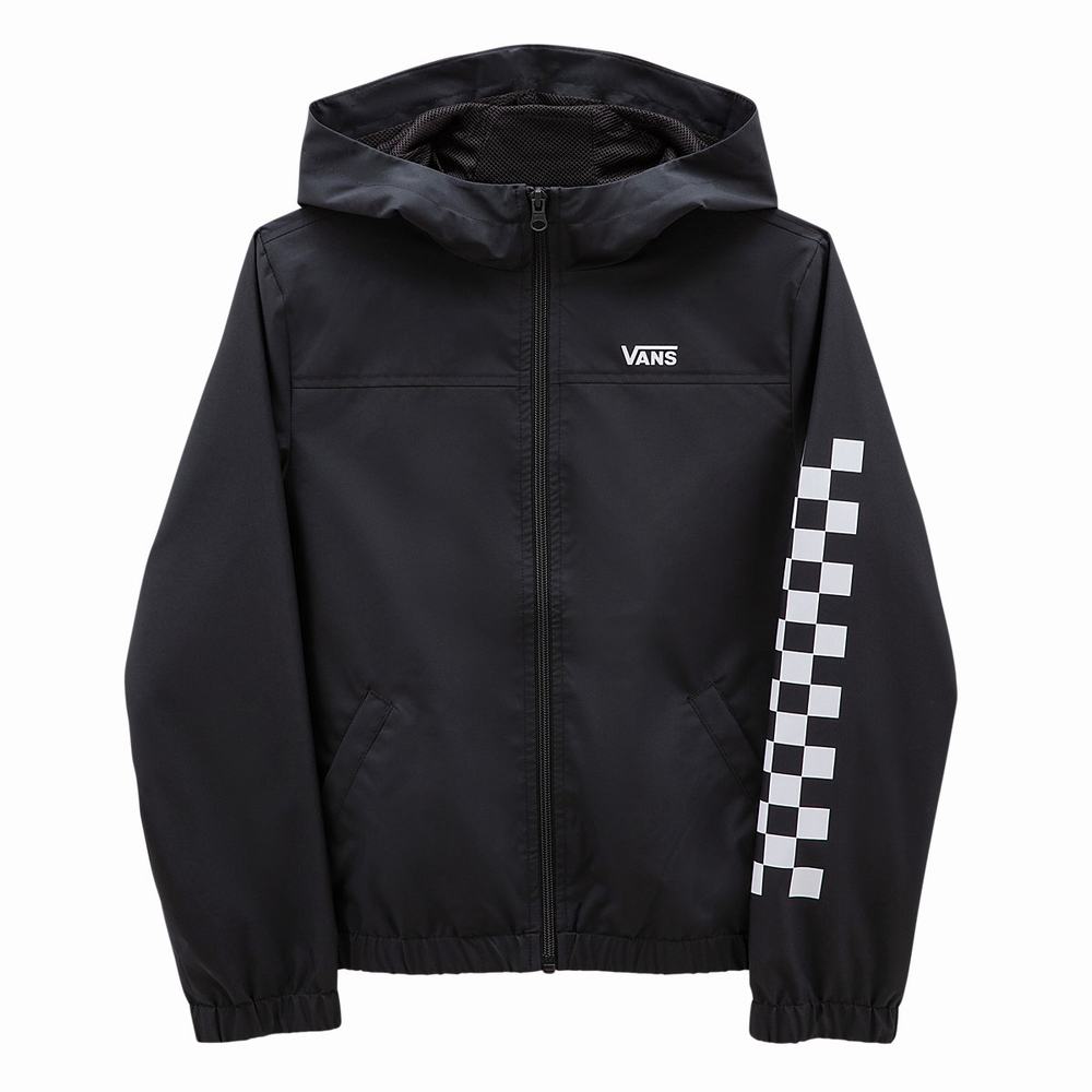 Chaquetas Vans Gr Kastle Classic Windbreaker (8-14 years) Niños Negras/Blancas | NVF937146