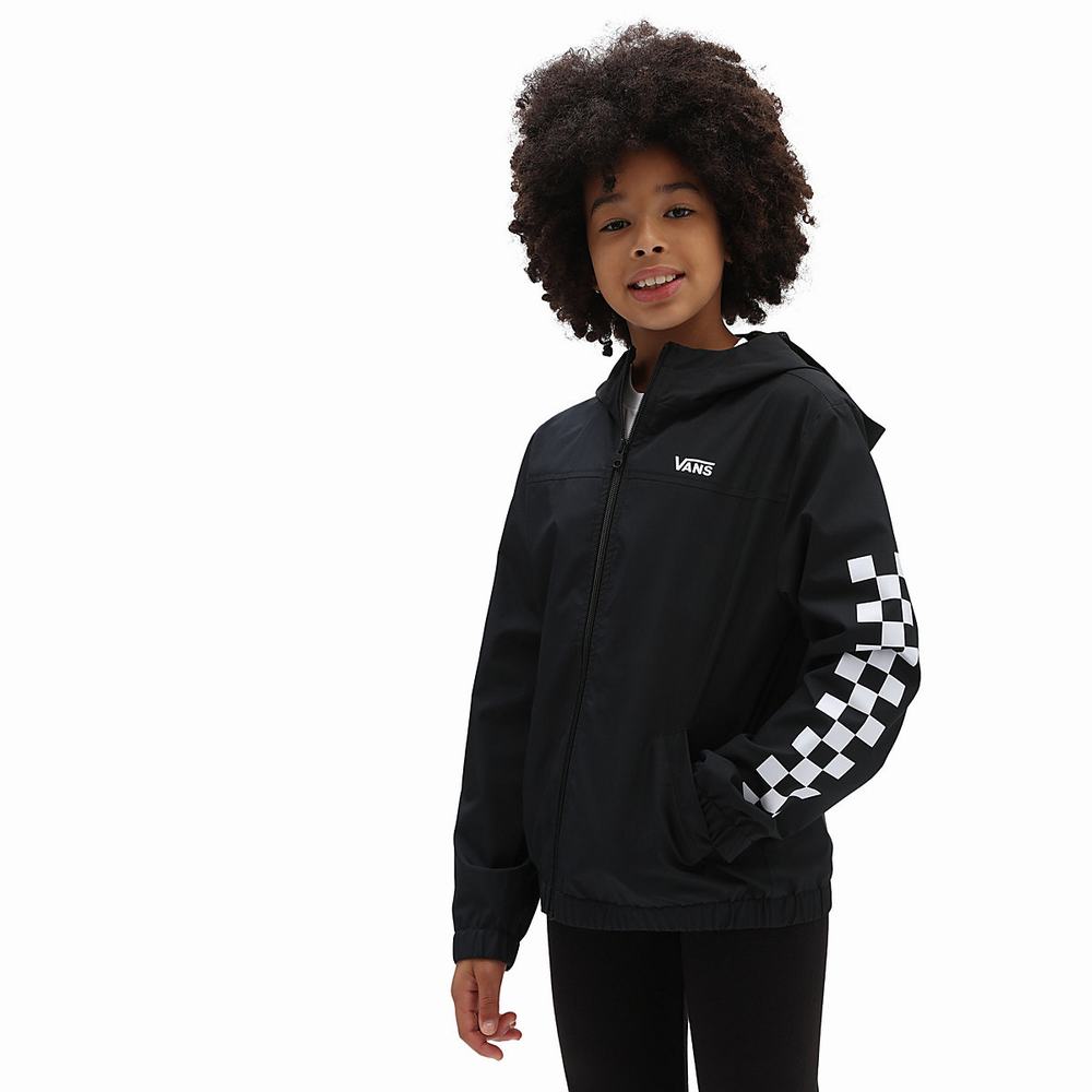 Chaquetas Vans Gr Kastle Classic Windbreaker (8-14 years) Niños Negras/Blancas | NVF937146