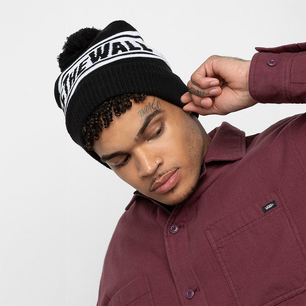 Gorros Vans Off The Wall Pom Hombre Negras/Blancas | LEX103985