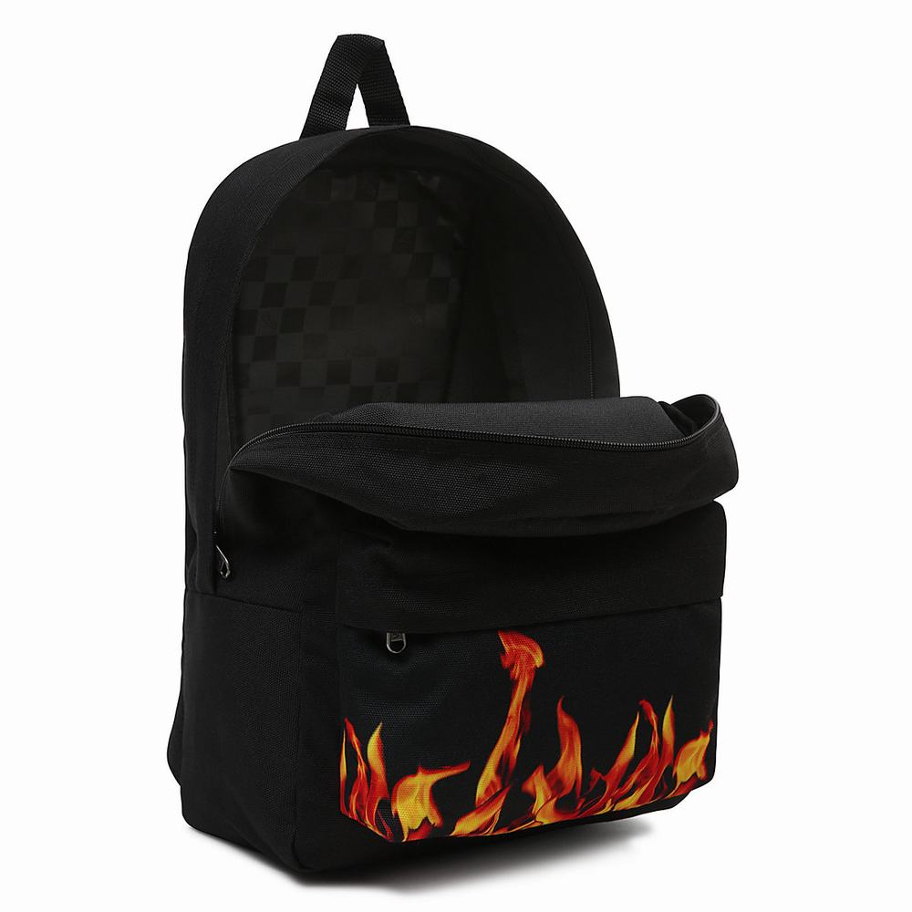 Mochilas Vans Digi Flames New Skool Niños Negras | UWH360425