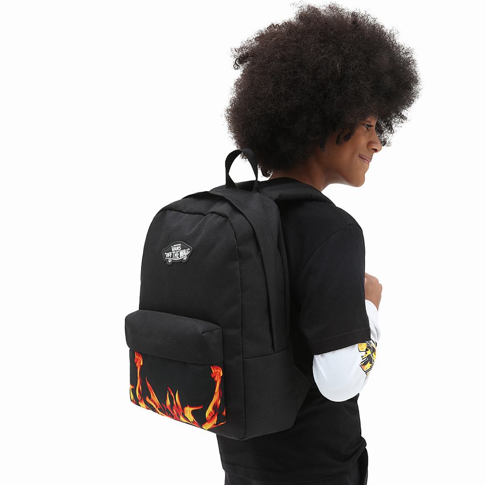 Mochilas Vans Digi Flames New Skool Niños Negras | UWH360425