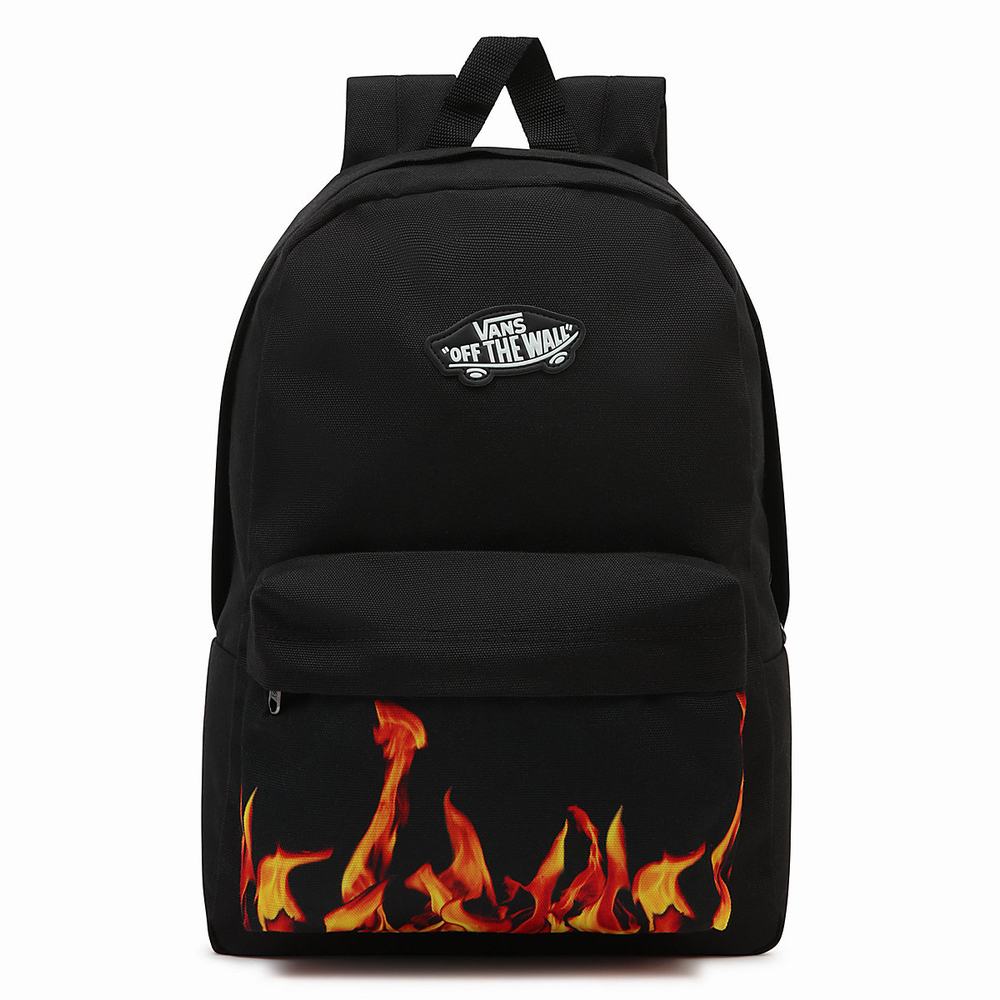 Mochilas Vans Digi Flames New Skool Niños Negras | UWH360425