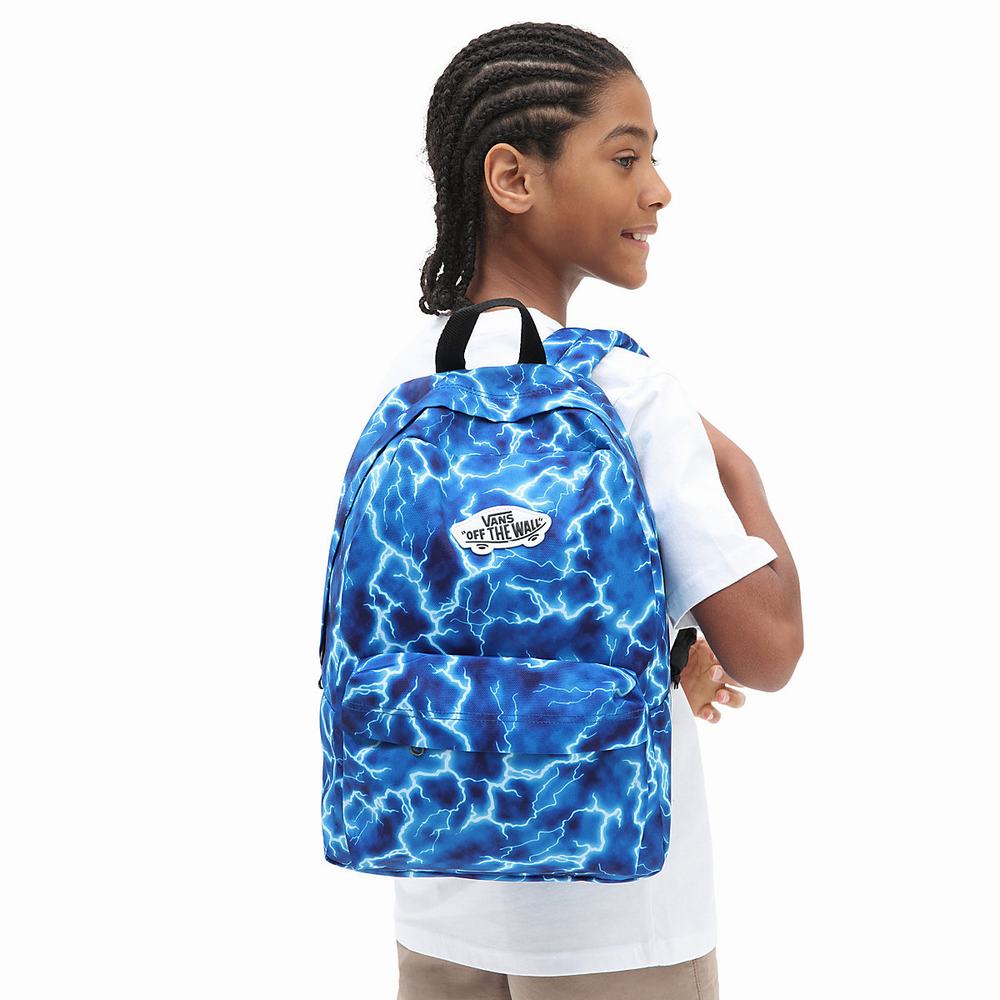 Mochilas Vans New Skool Niños Azules | ZDB546893