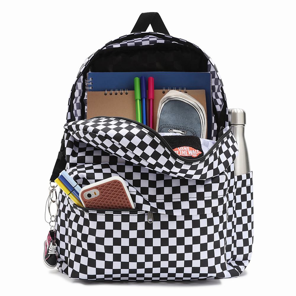 Mochilas Vans Old Skool Check Hombre Negras/Blancas | OBD605874