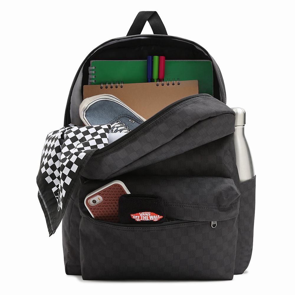 Mochilas Vans Old Skool Check Hombre Negras | SLU634529