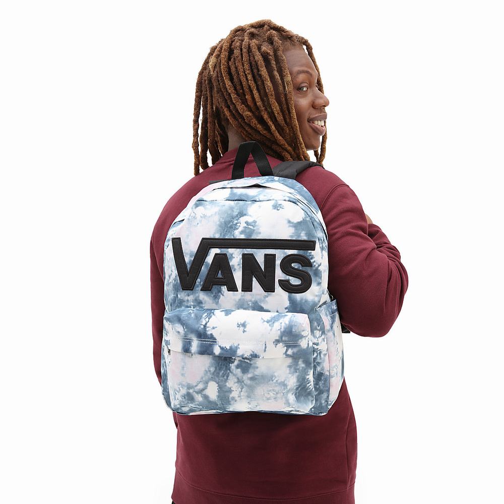 Mochilas Vans Old Skool Drop V Hombre Azules/Blancas | GBO193806