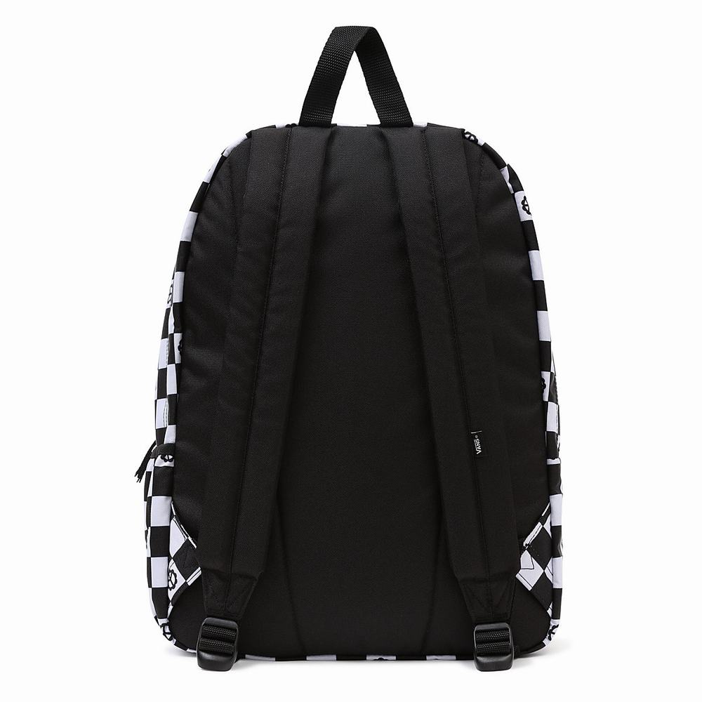 Mochilas Vans Realm Flying V Mujer Negras/Blancas | PCM605194