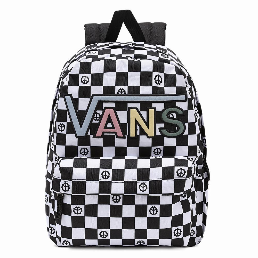 Mochilas Vans Realm Flying V Mujer Negras/Blancas | PCM605194