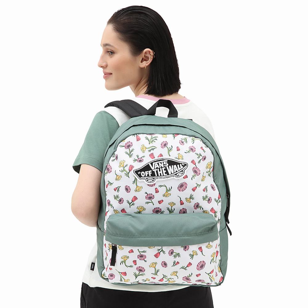 Mochilas Vans Realm Mujer Verde/Blancas | ZCG316957