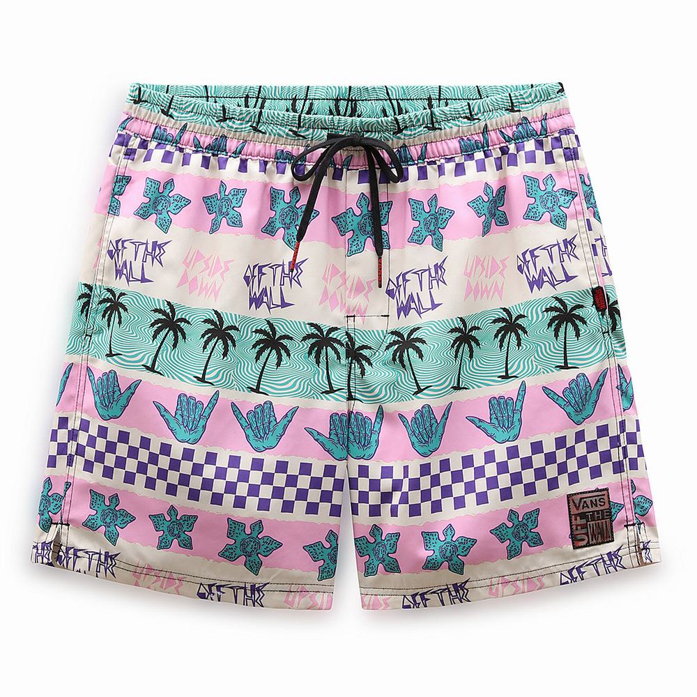 Pantalones Cortos Vans X Stranger Things California Stripe Volley Mujer Rosas | IEQ539147