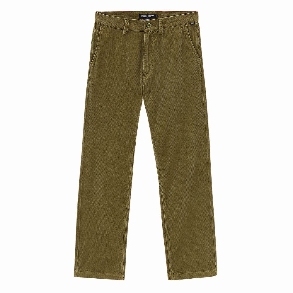 Pantalones Vans Authentic Chino Cord Relaxed Hombre Verde | YHN314257