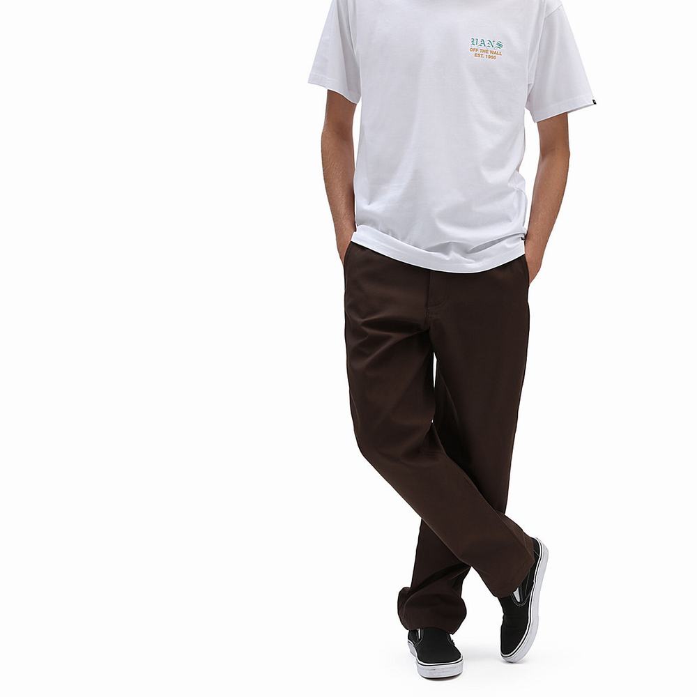 Pantalones Vans Authentic Chino Glide Relaxtaper Hombre Marrones | LON861392