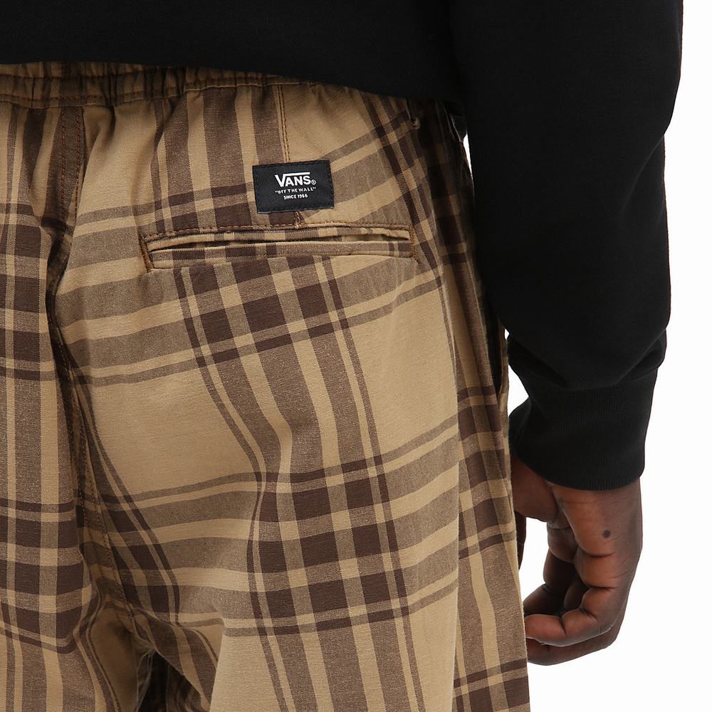 Pantalones Vans Range Plaid Baggy Tapered Hombre Beige | NOG834609