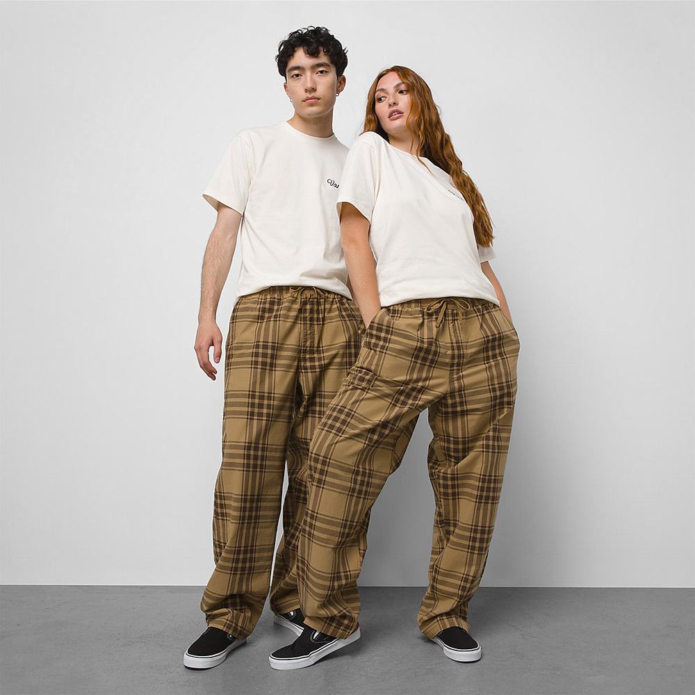 Pantalones Vans Range Plaid Baggy Tapered Hombre Beige | NOG834609