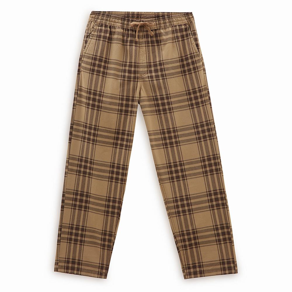 Pantalones Vans Range Plaid Baggy Tapered Hombre Beige | NOG834609