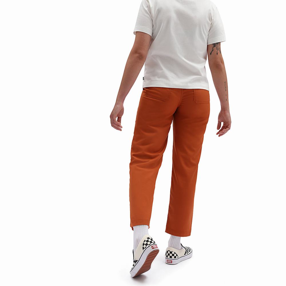 Pantalones Vans Textured Waves Mujer Blancas/Naranjas | USG469087