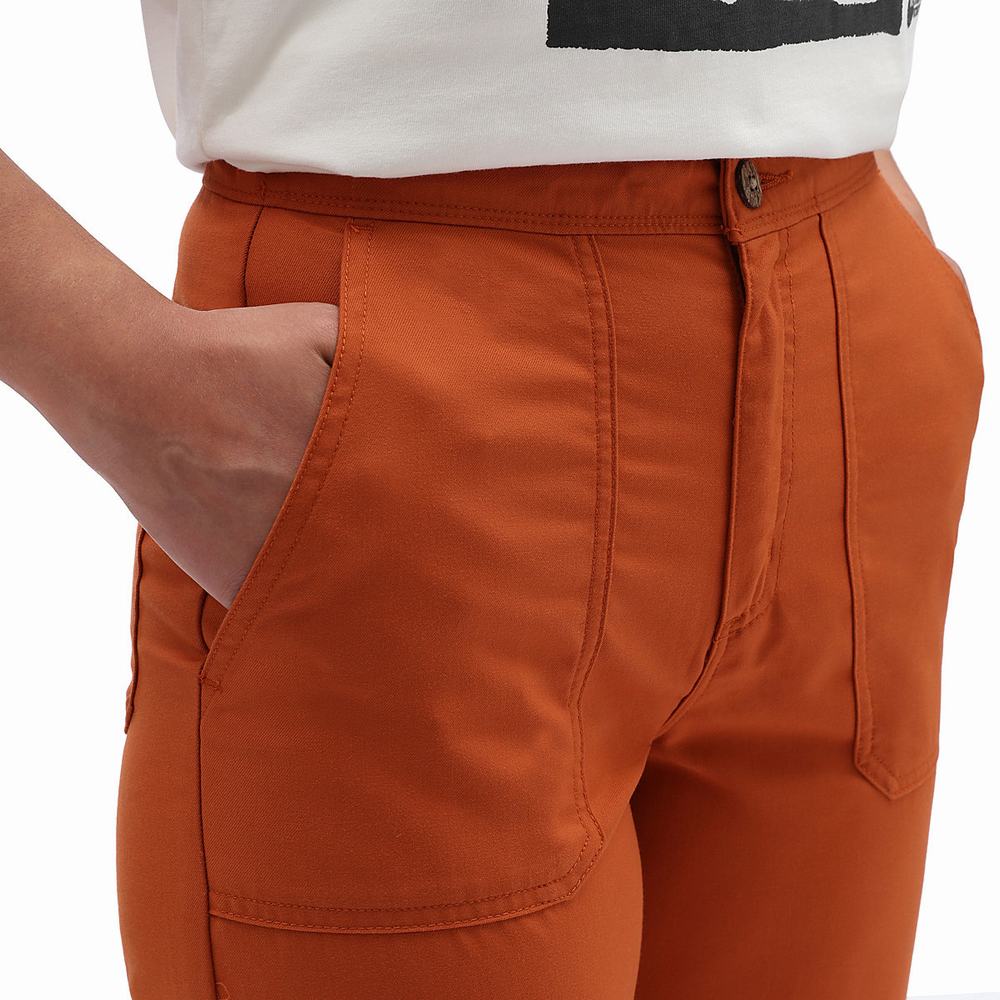 Pantalones Vans Textured Waves Mujer Blancas/Naranjas | USG469087