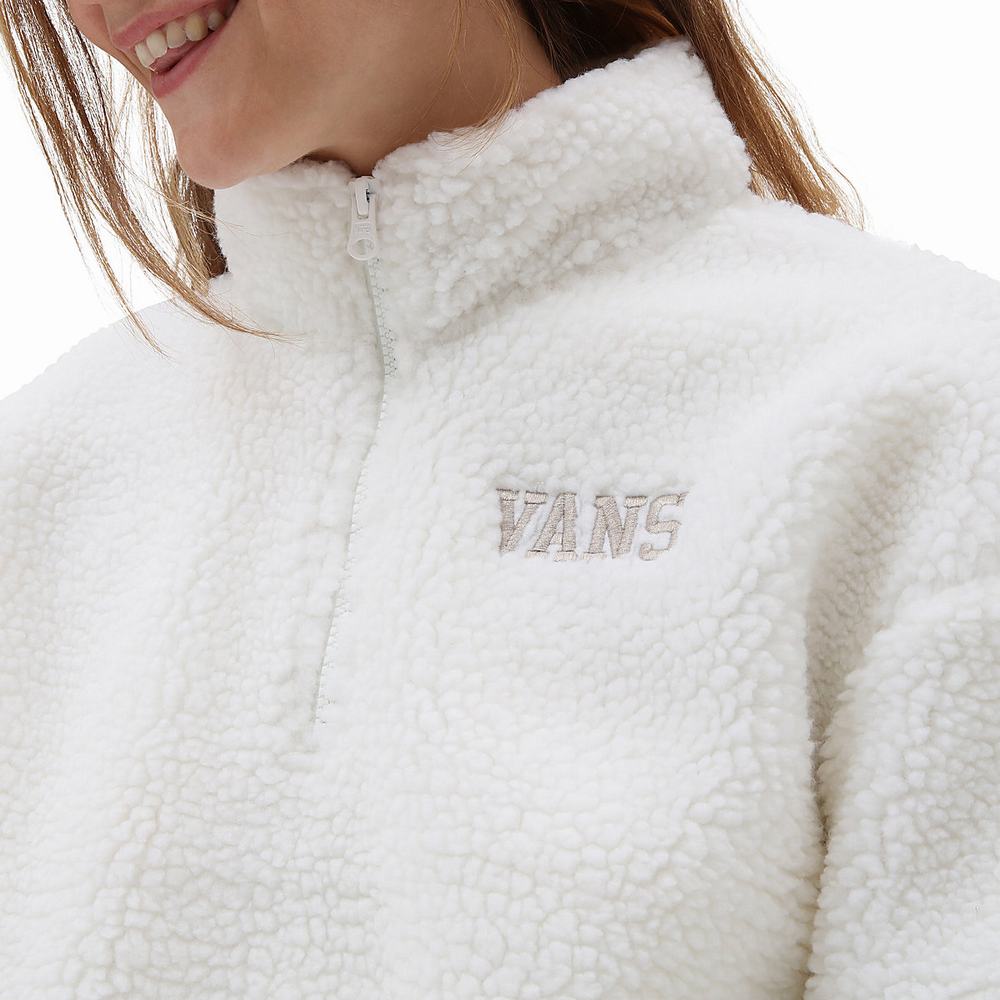 Pullover Vans Varsity Warm-Up Half Zip Crop Mujer Blancas | QSY302841