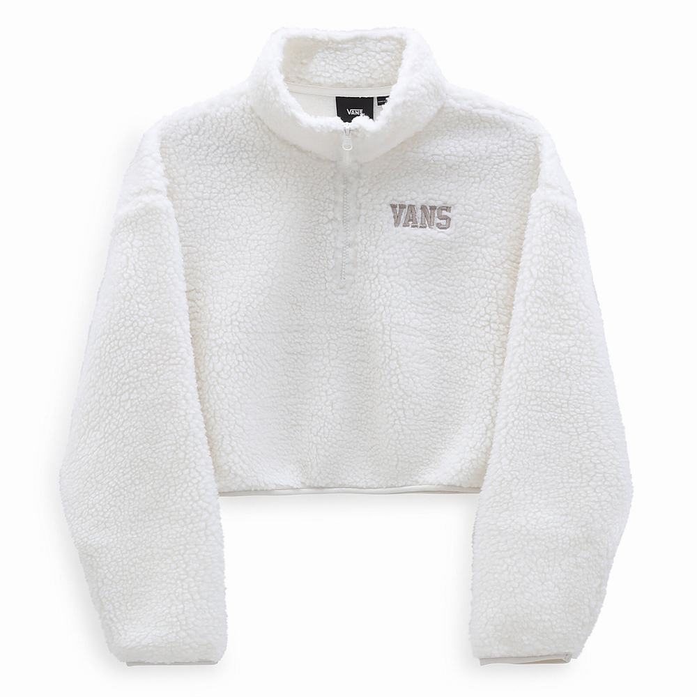 Pullover Vans Varsity Warm-Up Half Zip Crop Mujer Blancas | QSY302841