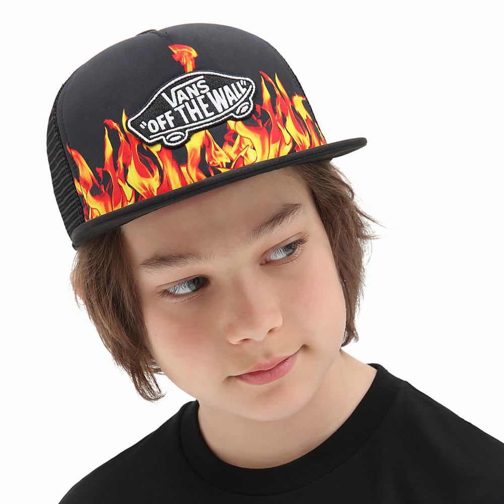 Sombreros Vans Digi Flames Classic Patch Trucker Plus Niños Negras | GPF412768