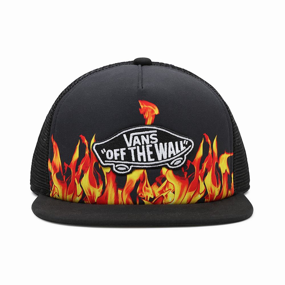 Sombreros Vans Digi Flames Classic Patch Trucker Plus Niños Negras | GPF412768