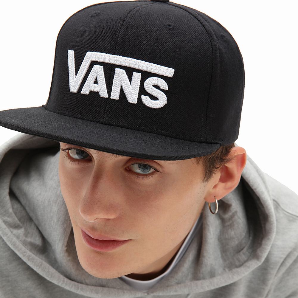 Sombreros Vans Drop V Snapback Hombre Negras/Blancas | JUR549187