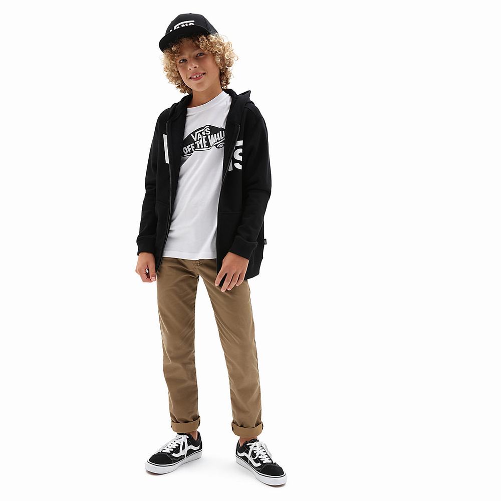 Sudadera Con Capucha Vans Classic Zip (8-14+ years) Niños Negras/Blancas | QYV609152