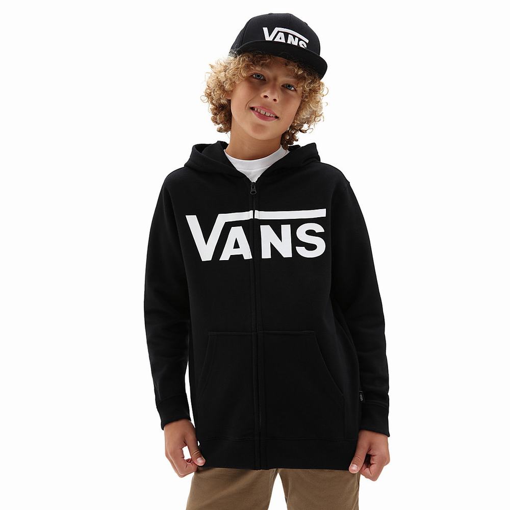 Sudadera Con Capucha Vans Classic Zip (8-14+ years) Niños Negras/Blancas | QYV609152