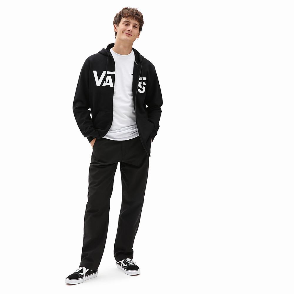 Sudadera Con Capucha Vans Classic Zip Hombre Negras/Blancas | KVZ648325