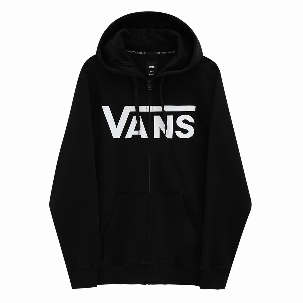 Sudadera Con Capucha Vans Classic Zip Hombre Negras/Blancas | KVZ648325