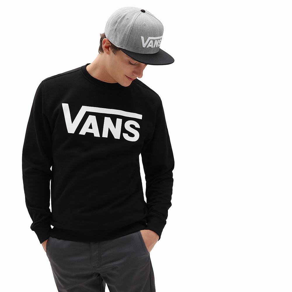 Sudaderas Vans Classic Crew Hombre Negras/Blancas | DXZ725803